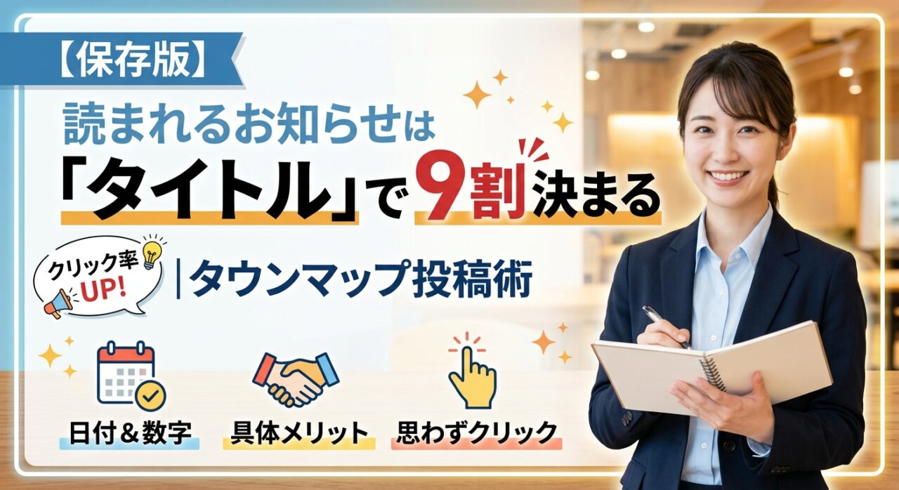 【保存版】読まれるお知らせは「タイトル」で9割決まる！タウンマップ投稿術