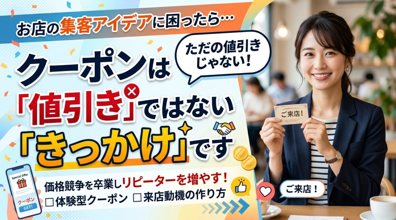 お店の集客アイデアに困ったら…クーポンは「値引き」ではなく「きっかけ」です