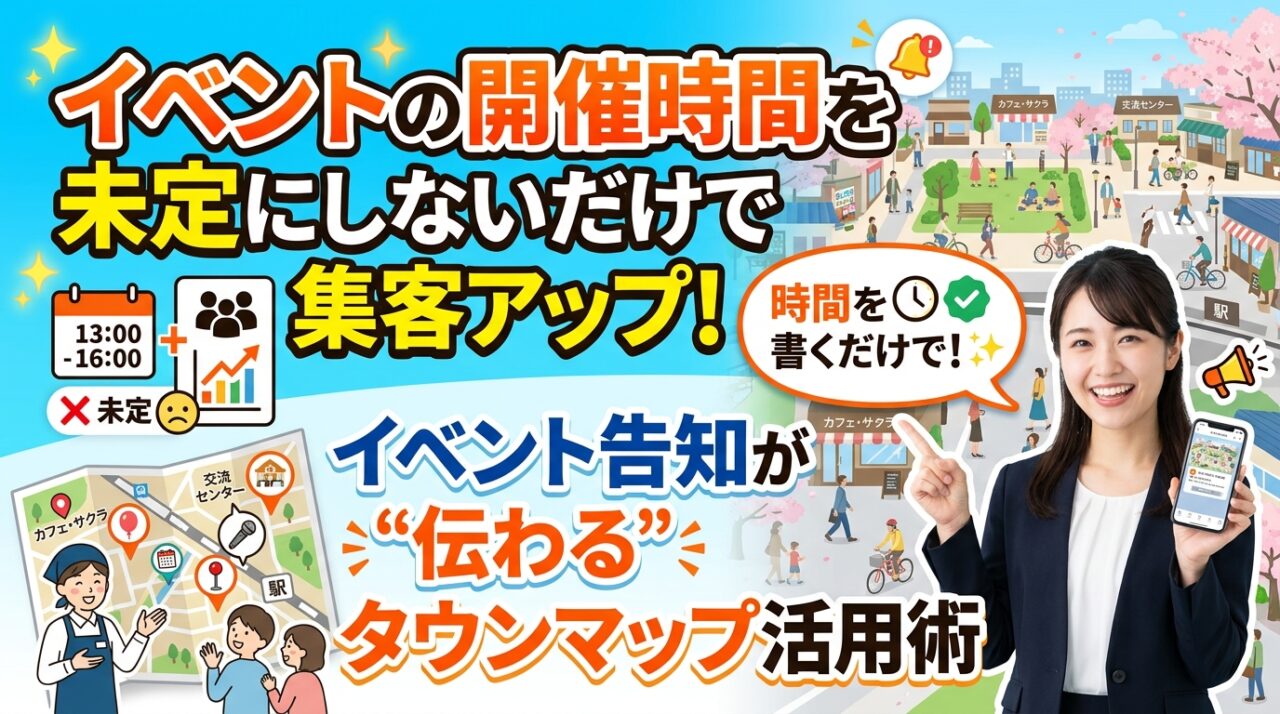 イベントの開催時間を未定にしないだけで集客アップ！イベント告知が”伝わる”タウンマップ活用術