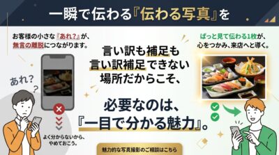 ホームページの写真が分かりにくく次のお店へ離脱するお客様のイメージ図