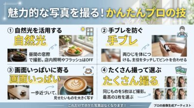 スマホでお店の写真をきれいに撮るコツ|明るさ・手ブレ・寄り方・枚数の4つのポイント